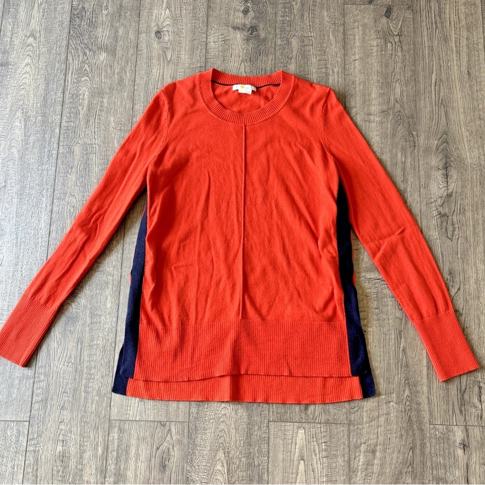 Boden Logan pullover sweater orange and Navy
